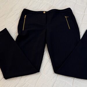Calvin Klein Navy Pants with Gold Button and Zipper Accents